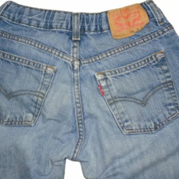 Levi's 505 Medium Wash Distressed Bootcut Jeans Frayed Low Rise Y2K Preppy - Picture 5 of 8